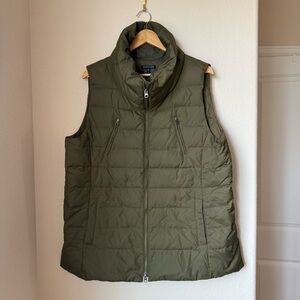 Eileen Fisher Down Quilted Vest Olive Green Size XL